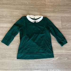 Emerald green sweater with Peter Pan collar